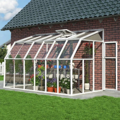 Image of 6&#039;x12&#039; Palram Canopia Rion White Sun Room Walk In Wall Greenhouse (1.8x3.6m)