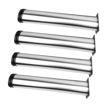 Image of Qrity 4 Pieces 400mm Height Furniture Legs Stainless Steel Kitchen Feet Round 2&quot; Dia Adjustable Cabinet Fegs Table (Total:400 415mm)
