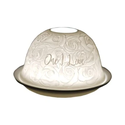 Image of Cello Porcelain Tealight Holder Dome, One I Love Design, Stunning Candle Holders Projecting a 3D Image and Loving Message. Use With Tealights Porcelain, Valentine Gifts For Women.