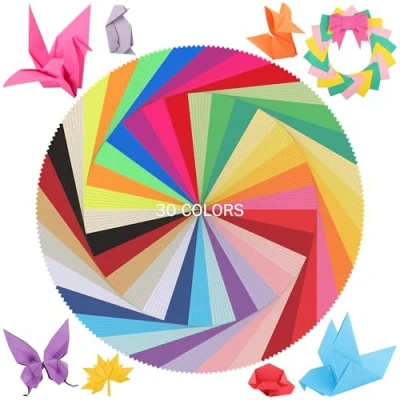 Image of 210 Sheets Origami Paper, 30 Bright Colors 10x10cm 80gsm Double Sided Mini Square Folding Paper for Kids, Crafts &amp; Decor UAP060F