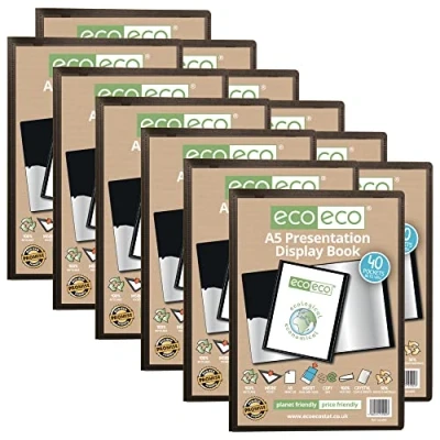Image of eco A5 50% Recycled 40 Pocket Presentation Display Book Folder (Pack Of 12)