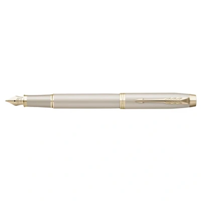 Image of PARKER IM Monochrome Fountain Pen Champagne Finish and Trims Fine Point Blue Ink Gift Box