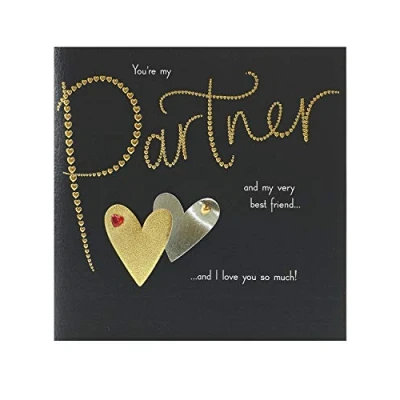 Image of UK Greetings Valentine&#039;s Day Card for Partner Gold Foil Design