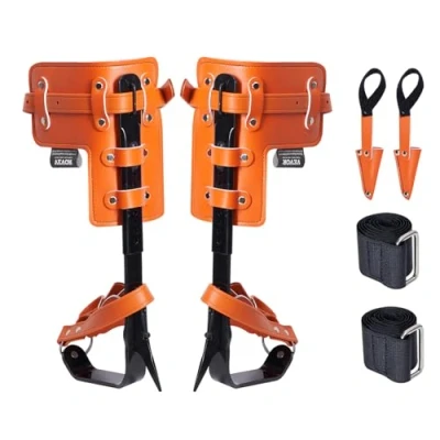 Image of VEVOR Tree Climbing Spikes, 1 Pair Alloy Steel Spurs, 350lbs Load Capacity Gear with Straps and Spike Protectors, Arborist Equipment for Climbers, Hunting, Fruit Picking, Orange