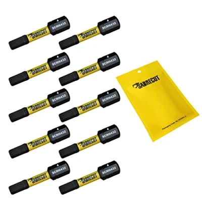 Image of 10 x SabreCut SCRH432_10 32mm H4 Hex Magnetic Impact Screwdriver Driver Bits Set Single Ended Heavy Duty Compatible with Dewalt Milwaukee Bosch Makita and Others