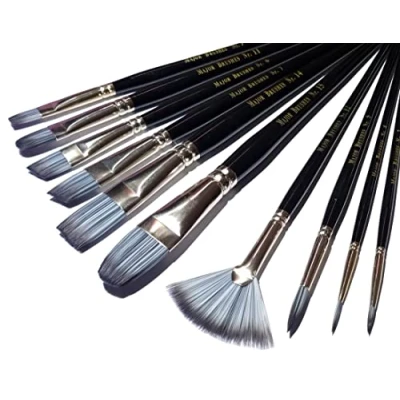 Image of Major Brushes Silvertone Synthetic Pack of 10