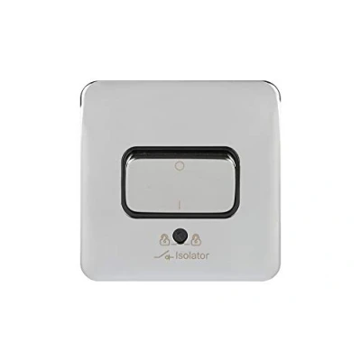 Image of Schneider Electric Lisse Screwless Deco Single Fan Isolator Switch, 3 Pole, 10A, GGBL1013BPC, Polished Chrome with Black Insert