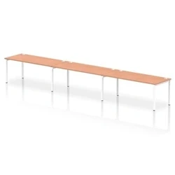 Image of Impulse Bench Single Row 3 Person 1800 White Frame Desk Beech
