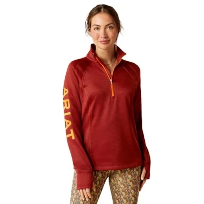 Image of ARIAT Womens Tek Team 1/2 Zip Sweatshirt Fired Brick Size M