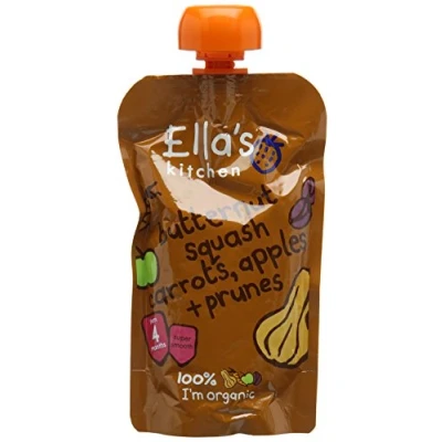 Image of Ella&#039;s Kitchen Stage 1 From 4 Months Organic Butternut Squash, Carrot, Apple and Prune 120 g (Pack of 7)