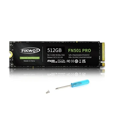 Image of Fikwot FN501 Pro NVMe SSD 512GB M.2 2280 Up to 3500MB/s PCIe Gen3 x4 3D TLC NAND Internal Solid State Drive, SLC Cache Compatible with Laptops &amp; Desktops