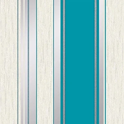 Image of Teal / Silver Glitter M0801 Synergy Stripe Crown Wallcoverings