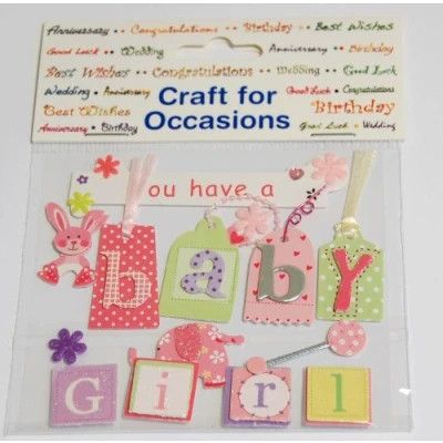Image of You Have a Baby Girl Pink Self Adhesive Card Toppers