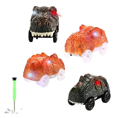 Image of Save Unicorn Tracks Cars only Replacement, Race for Glow in The Dark, Racing Car Track Accessories with 3 Flashing LED Lights, Compatible Most Kids Boys and Girls 4pack