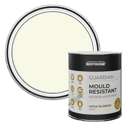 Image of Rust Oleum Green Guardian Mould Resistant Interior Wood Paint in Satin Finish Apple Blossom 750ml