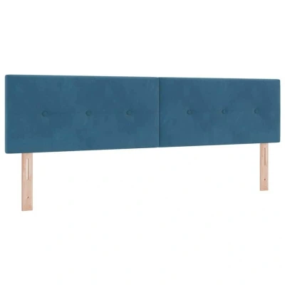 Image of Led Headboard Button Tufted Dark Blue 90 cm Velvet Vidaxl