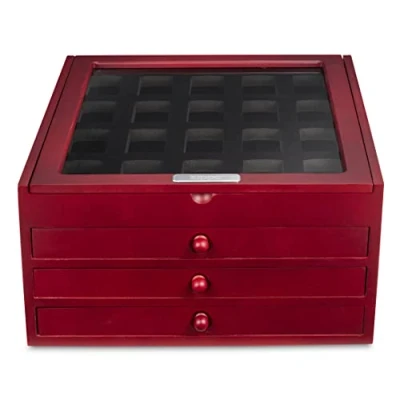 Image of Lighter Display Case Holds up to 80 Lighters Wooden Premium Collectors Box Storage with Veiwing Compatible Zippo