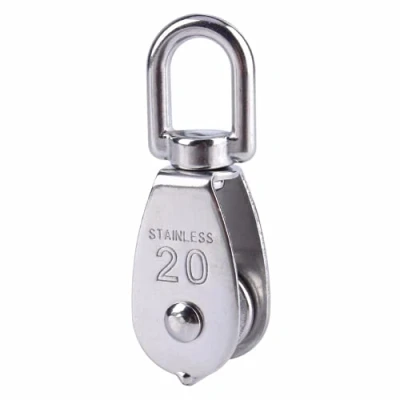 Image of ExcInter Single Pulley M20 Steel Wheel Block Heavy Duty Roller Loading 304 Stainless Silver