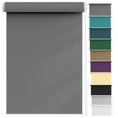 Image of Blackout Roller Blinds 40 x 70 cm Privacy Protection Easy to Install, Window Shades Blind Durable Fittings Fit for Bedroom, Nursery, Dark Grey