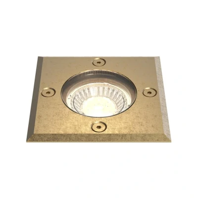 Image of Gramos Outdoor Square Coastal Recessed Ground Light Solid Brass