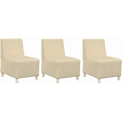 Image of vidaXL Sofa Chair 3 pcs Cream 55 x 74 82 cm Fabric