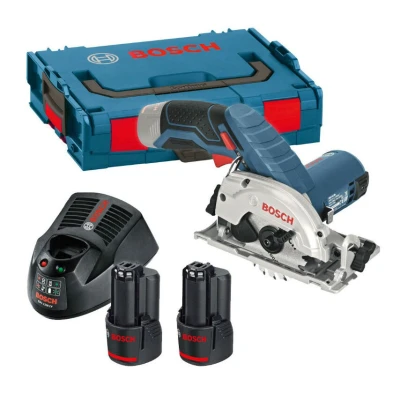 Image of Bosch Professional 12V System Cordless Circular Saw GKS 26 (incl. Hex Key, Parallel Guide/Guide Rail Adapter, 1x Blade, Charger GAL 40, 2X Battery GBA 2.0Ah, in L BOXX 136)