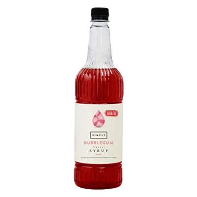 Image of Simply Sugar Free Bubblegum Syrup, Low Calorie, Vegan &amp; Nut Flavoured Syrup for Coffee, Cocktails Baking (1 Litre)