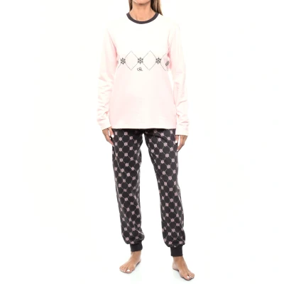 Image of Kisses&amp;Love KLP2 WoMens Long Sleeve Plush Winter Pajamas Pink Size Medium