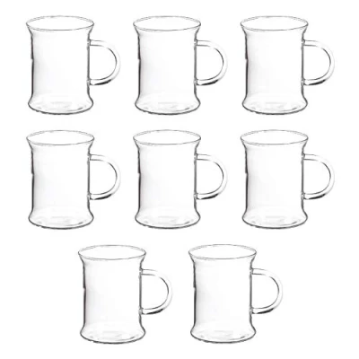 Image of Lucenté Set of 8 Smilla Glass Coffee Cups 330ml / 33cl 11 fl oz Durable Heat Resistant Borosilicate Dishwasher Safe Suitable for Domestic, Commercial and Catering Environments.