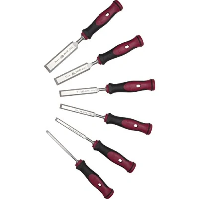 Image of Stubai 356106 &quot;Professional&quot; Special Wood Chisel Set with 2C Handles, Silver/Red/Black, 6 26 mm