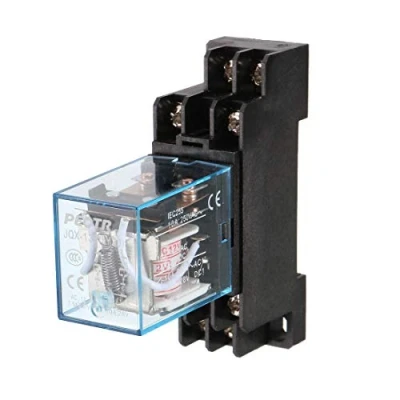 Image of uxcell a13060500ux0313 AC 12V Coil 8 Pin 10A LY2J DIN Rail Electromagnetic Power Relay with Base, Black