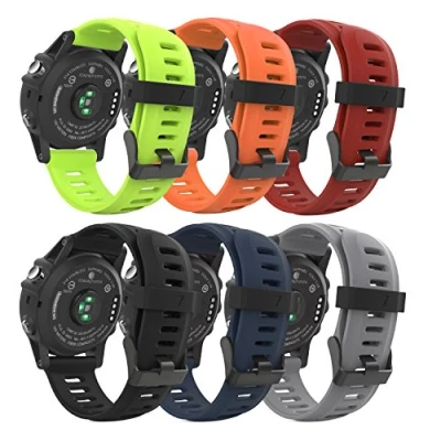 Image of MoKo Watch Strap Compatible with Garmin Fenix 3/3 HR, 6 Pack Soft Silicone Replacement Band Sport Wristband for 5X/5X Plus/Tactix Charlie/Descent Mk1/Quatix 3, Multi Color A