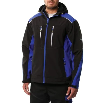 Image of Goodyear Workwear GYJKT012 Mens Work Safety Softshell Jacket with Fleece Lining and Reflective Detail, Black/Royal Blue, X Large