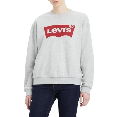 Image of Levi&#039;s Women&#039;s Gr Everyday Sweatshirt, Crew Core Batwing Ii Starstruck Heather Grey Hetaher Grey, XS