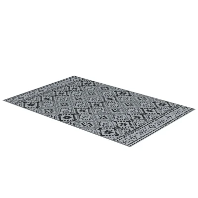 Image of Outsunny Reversible Outdoor Rug with Carry Bag, Waterproof Plastic Straw Mat for Garden, Deck, RV, Picnic, Beach, Camping, 182 x 274cm, Black and Grey