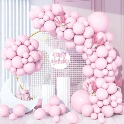 Image of Pastel Pink Balloons, 130Pcs Baby Balloons Party Latex Balloon Garland Arch Kit 18/12/10/5 Inch Girl Kid Birthday Anniversary Gender Reveal Shower Baptism Engagement Deco