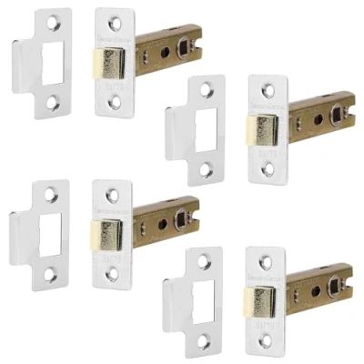 Image of Decoranddecor 3 Inch Tubular Mortice Latch for Internal Doors, Fire Rated (4 Pack, 57 76mm, Polished Chrome)