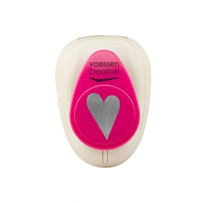 Image of Vaessen Creative Craft Paper Punch Heart 2,2 x 15 cm Circle Cutter for Crafting and Card Making, White/Pink