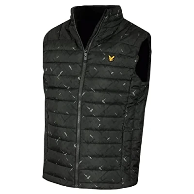 Image of Lyle &amp; Scott Mens Sports Lightweight Quilted Collar Gilet Graphic Checker Dark Sage M