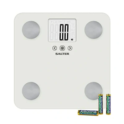 Image of Salter 9178 WH3R Max Body Glass Analyser Bathroom Scale, 10 User Memory, Athlete Mode, BMI/BMR, Weight/Fat/Water, Bone Mass, Batteries &amp; Carpet Feet Included, 250kg Capacity, Step On Activation