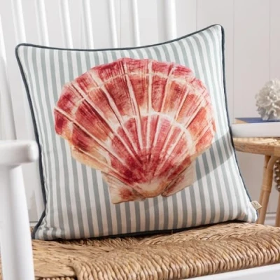 Image of Evans Lichfield Salcombe Pufferfish Piped Polyester Filled Cushion
