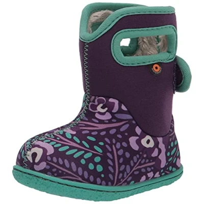 Image of BOGS Baby Super Flowers Purple Multi Washable Warm Wellies Boots 72737I 540 (Numeric_8)