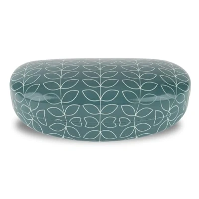 Image of LAGO TERRA Geometric Leaf Print Hard Shell Sunglasses Case Dark Teal (Large)