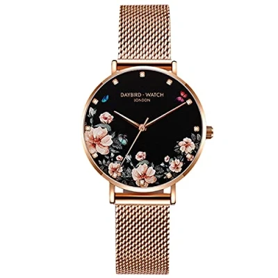 Image of RORIOS Women Watch Beautiful Flower Dial Stainless Steel Mesh Strap Analogue Quartz Wristwatch Ladies Female Wrist