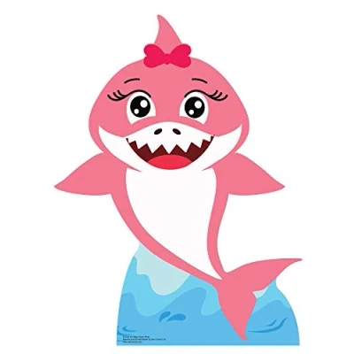 Image of STAR CUTOUTS SC1544 Girl Baby Cardboard Cut Out Height 93cm Ideal for Animal Theme, Parties, Birthdays &amp; Fans, Room Decorations Events, Solid, Pink Shark, Regular