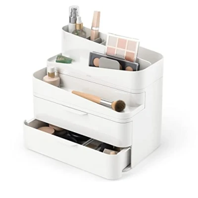 Image of Umbra Glam Large Organiser, Modular Storage Box with 3 Drawers and Removable Dividers, White