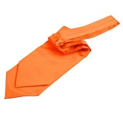 Image of DQT Plain Satin Wedding Self Tie Ascot Cravat for Men Burnt Orange