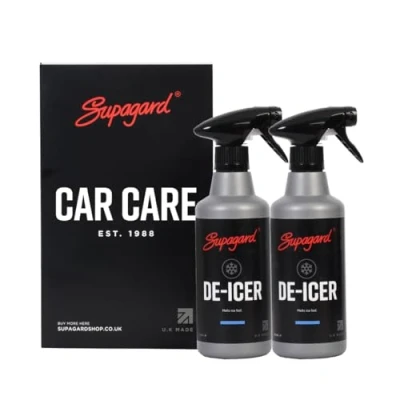 Image of Supagard Deicer Car Windscreen Spray Kit 500ml Fast Acting Spray, Screen Wash, Ice Scraper &amp; Gloves Complete Winter for Frost Removal (Supagard Double Pack)