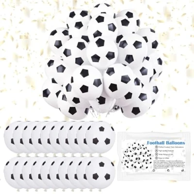 Image of 20 Pieces Football Balloons, 12 Inch Black White Latex Soccer, Birthday Balloons for Sport Theme Party, World Cup Party Kids Decorations, Fans Supplies