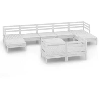 Image of vidaXL 10 Piece Garden Lounge Set White Solid Wood Pine
